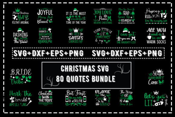 Christmas 80 Quotes Bundle for T-Shirt Designs