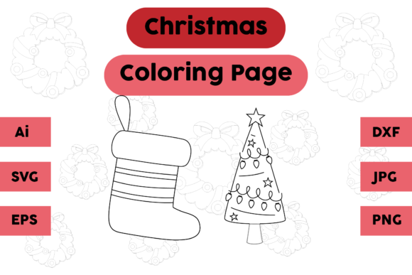 Christmas Coloring Page Tree Socks Set for Creative Design