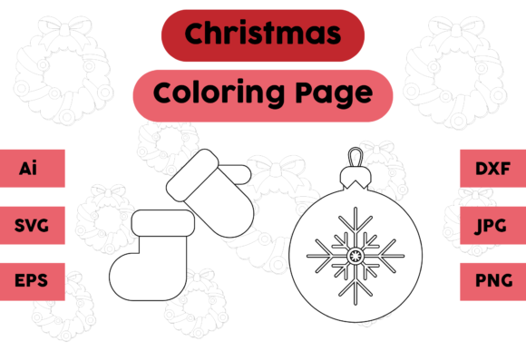 Christmas Coloring Pages Gloves Sock Set for Creative Publishing