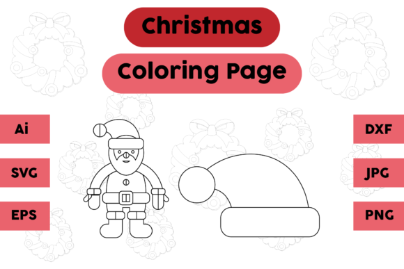 Christmas Coloring Pages Hat Santa Set
