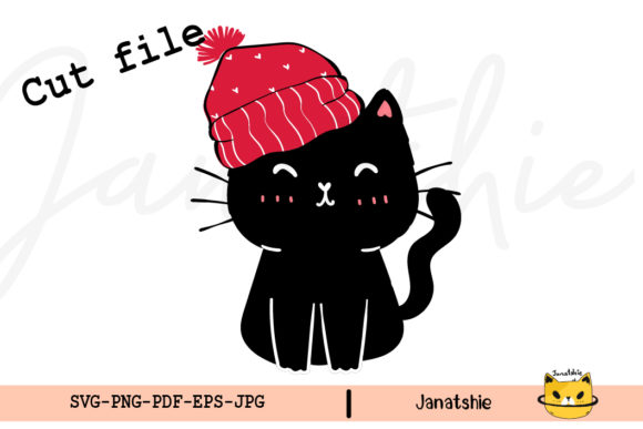Christmas Cute Black Cat SVG Clipart for Crafts