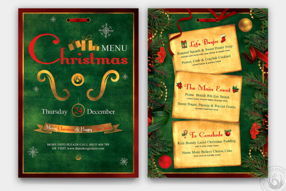Christmas Menu Template V2 for Print Templates