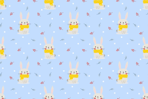 Cute Bunny in Christmas Winter Seamless