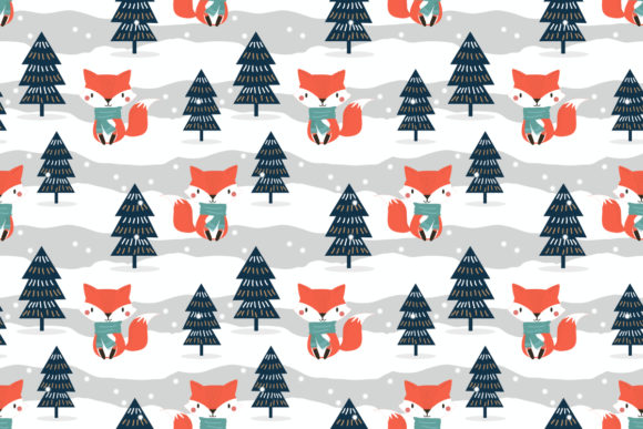 Cute Fox in Christmas Theme Patterns