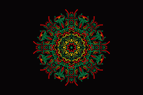 Mandala Pattern Red Green Etnic Christmas