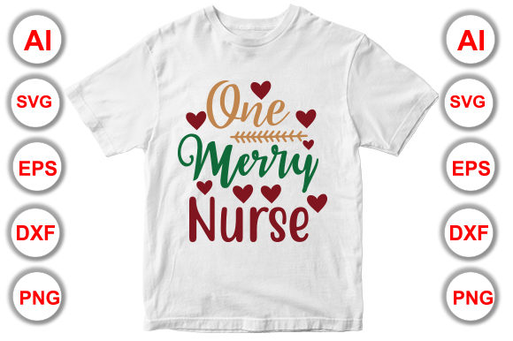 One Merry Nurse Christmas T-Shirt Design