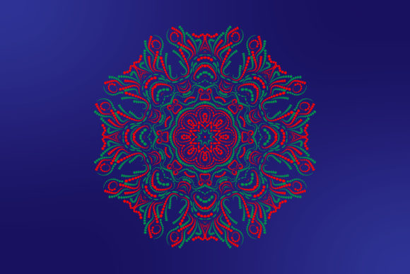 Red Flower Christmas Mandala Pattern
