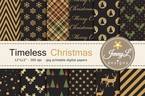 Timeless Christmas Digital Paper Clipart